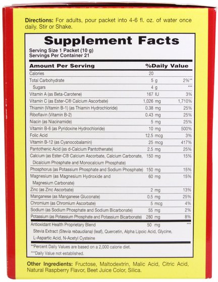 維生素，維生素c，酯c粉 - American Health, Ester-C Effervescent, Natural Raspberry Flavor, 1000 mg, 21 Packets, 0.35 oz (10 g) Each