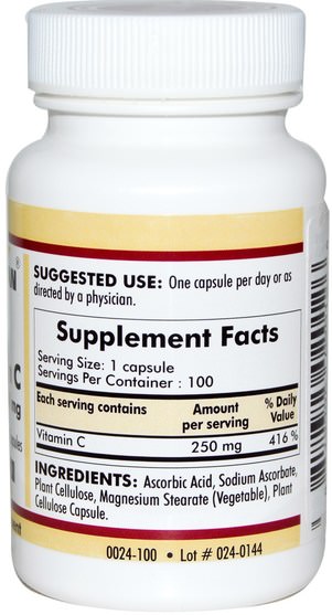 維生素，維生素c - Kirkman Labs, Vitamin C, 250 mg, 100 Capsules