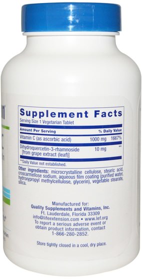 維生素，維生素c - Life Extension, Vitamin C, with Dihydroquercetin, 1000 mg, 250 Veggie Tablets