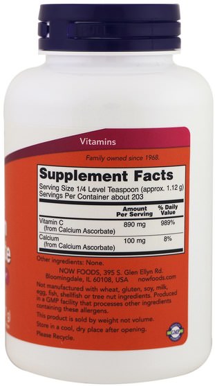 維生素，維生素c，礦物質，鈣 - Now Foods, Pure, Buffered Calcium Ascorbate, Vitamin C Powder, 8 oz (227 g)