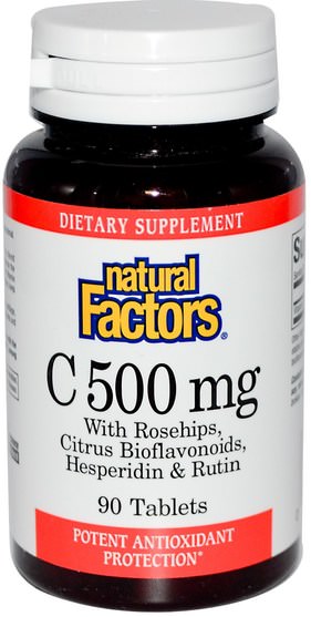 維生素，維生素c - Natural Factors, C 500 mg, 90 Tablets