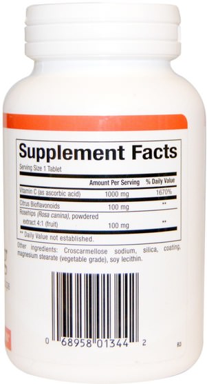 維生素，維生素c - Natural Factors, Vitamin C, Plus Bioflavonoids & Rosehips, 1000 mg, 90 Tablets