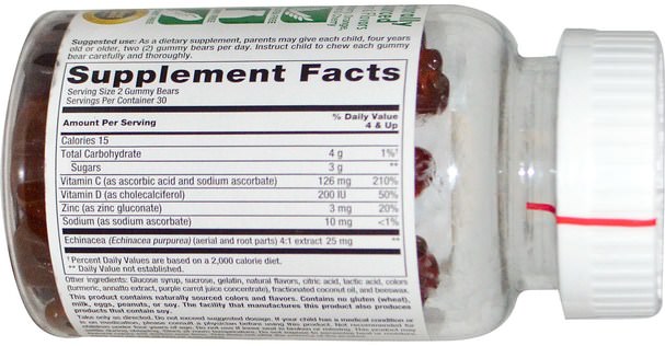 熱敏感產品，維生素，維生素C gummies - Nutrition Now, Rhino, Gummy Chewy C, Plus Zinc & Echinacea, 60 Gummy Bears