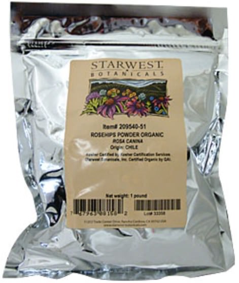 維生素，維生素C，玫瑰果粉，食品，涼茶 - Starwest Botanicals, Rosehips Powder, Organic 1 lb (453.6 g)