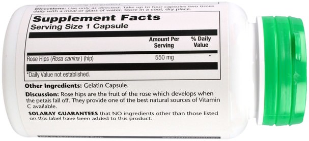 維生素，維生素c，玫瑰果 - Solaray, Rose Hips, 550 mg, 100 Easy-To-Swallow Capsules