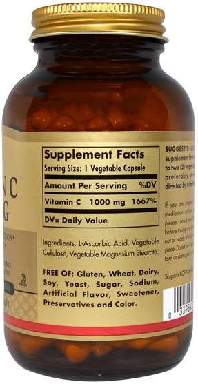 維生素，維生素c - Solgar, Vitamin C, 1000 mg, 100 Vegetable Capsules