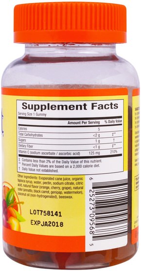 維生素，維生素C，熱敏感產品 - Sunkist, Vitamin C, Mixed Fruit Gummies, 125 mg, 60 Gummies