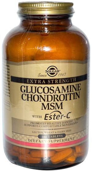 維生素，維生素c，補充劑，氨基葡萄糖 - Solgar, Glucosamine Chondroitin MSM With Ester-C, 180 Tablets