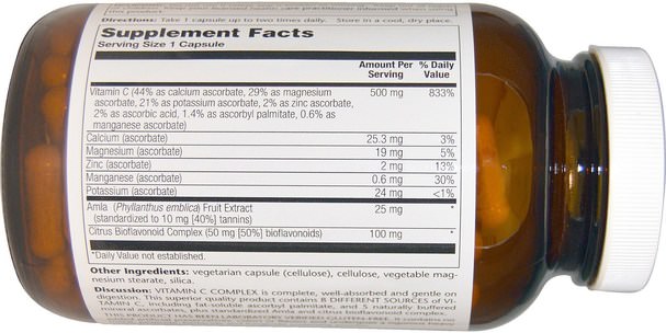 維生素，維生素c，維生素c生物類黃酮玫瑰果 - Pioneer Nutritional Formulas, Vitamin C Complex, 500 mg, 180 Veggie Caps