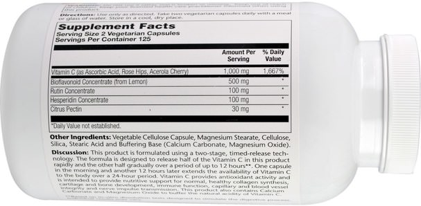 維生素，維生素c，維生素C緩衝 - Solaray, Super Bio C Buffered, 250 Vegetarian Capsules