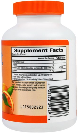 維生素，維生素C，維生素C咀嚼，健康，免疫支持 - Sunkist, Vitamin C, Chewable Orange, 500 mg, 90 Tablets