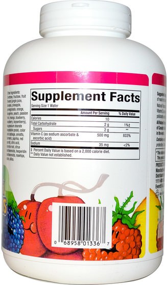 維生素，維生素C，維生素C咀嚼片 - Natural Factors, C 500 mg, Mixed Fruit, 180 Chewable Wafers