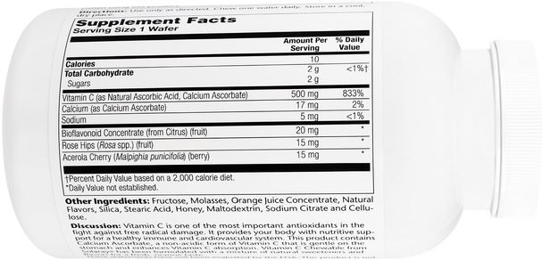 維生素，維生素C，維生素C咀嚼片 - Solaray, Vitamin C, Chewable, Natural Orange Flavor, 500 mg, 100 Wafers