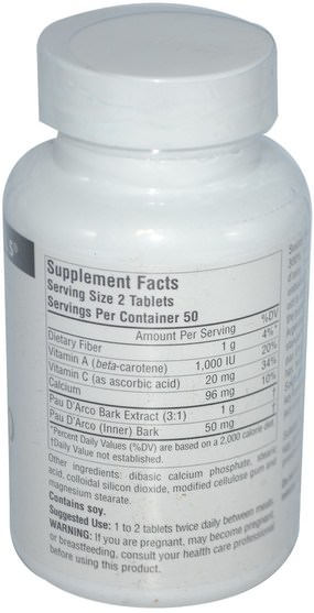 維生素，維生素C，維生素C加草藥，保羅達爾科 - Source Naturals, Pau DArco Extract, 500 mg, 100 Tablets
