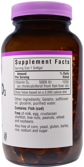 維生素，維生素D3 - Bluebonnet Nutrition, Vitamin D3, 5000 IU, 250 Softgels