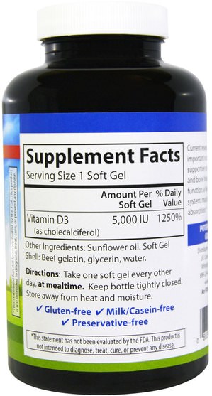 維生素，維生素D3 - Carlson Labs, Vitamin D3, 5.000 IU, 360 Soft Gels
