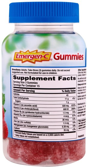 維生素，維生素D3 - Emergen-C, Immune Plus with Vitamin D Gummies, Raspberry, 45 Gummies