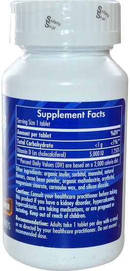 維生素，維生素D3 - Enzymatic Therapy, Vitamin D3, Chocolate Flavor, 5.000 IU, 90 Chewable Tablets