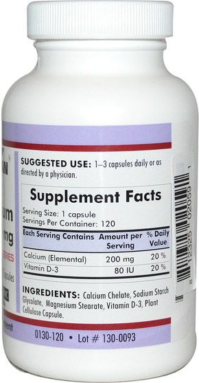 維生素，維生素D3 - Kirkman Labs, Bio-Max Series, Calcium, 200 mg, 120 Capsules