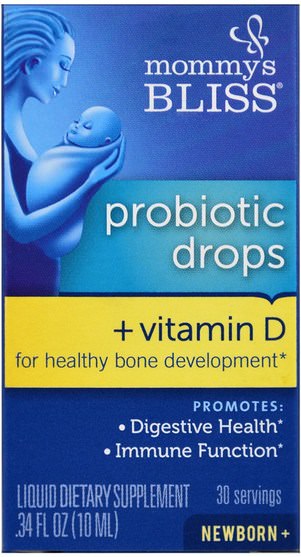 維生素，維生素D3 - Mommys Bliss, Probiotic Drops + Vitamin D.34 fl oz (10 ml)