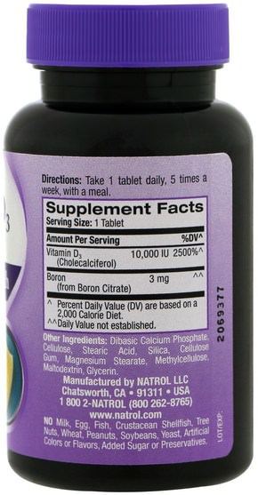 維生素，維生素D3 - Natrol, Vitamin D3, 10.000 IU, 60 Tablets