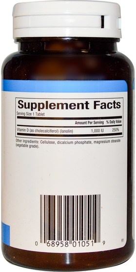 維生素，維生素D3 - Natural Factors, Vitamin D3, 1000 IU, 180 Tablets
