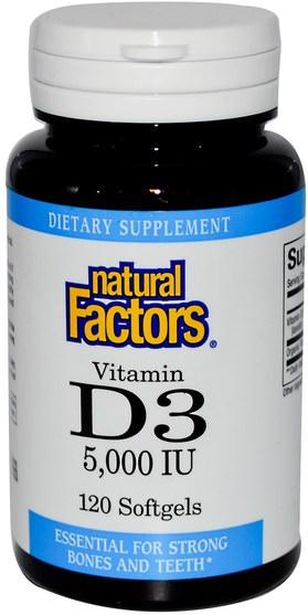 維生素，維生素D3 - Natural Factors, Vitamin D3, 5000 IU, 120 Softgels