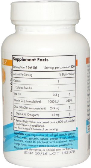 維生素，維生素D3 - Nordic Naturals, Vitamin D3, Orange, 250 mg, 120 Soft Gels