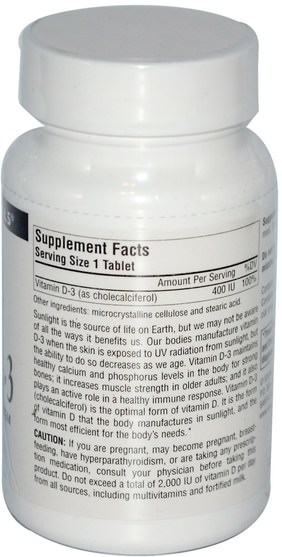 維生素，維生素D3 - Source Naturals, Vitamin D-3, 400 IU, 200 Tablets