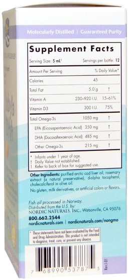 維生素，維生素D3，兒童補品 - Nordic Naturals, Babys DHA, with Vitamin D3, 2 fl oz (60 ml)