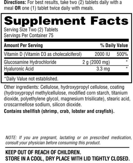 維生素，維生素D3，補充劑，氨基葡萄糖 - Schiff, Glucosamine, Plus Vitamin D3, 2000 mg, 150 Coated Tablets