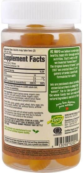 維生素，維生素D3，維生素D gummies - Hero Nutritional Products, Slice of Life Organics, Vitamin D3, Lemon Flavor, 60 Gummies