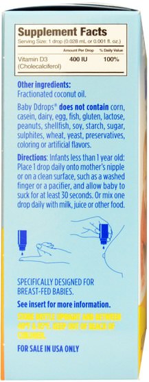 維生素，維生素D3，維生素D3液體 - Ddrops, Baby, Liquid Vitamin D3, 400 IU, 0.08 fl oz (2.5 ml), 90 Drops