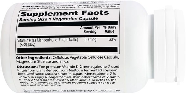 維生素，維生素K - Solaray, Vitamin K-2, Menaquinone-7, 50 mcg, 30 Veggie Caps