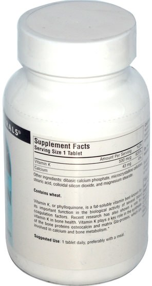 維生素，維生素K - Source Naturals, Vitamin K, 500 mcg, 200 Tablets