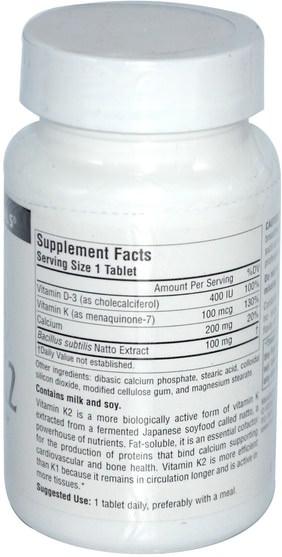 維生素，維生素K - Source Naturals, Vitamin K2, 100 mcg, 60 Tablets