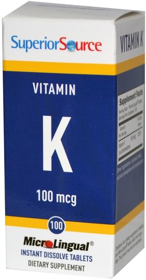 維生素，維生素K - Superior Source, Vitamin K, 100 mcg, 100 Microlingual Instant Dissolve Tablets