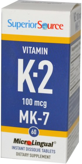 維生素，維生素K - Superior Source, Vitamin K-2, 100 mcg, 60 Microlingual Instant Dissolve Tablets