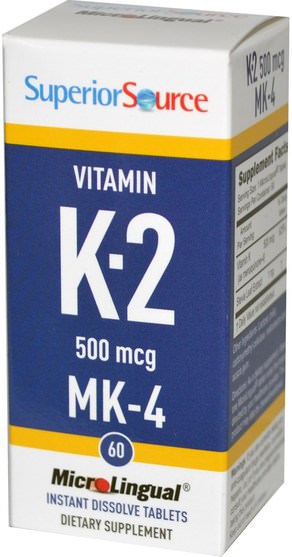 維生素，維生素K - Superior Source, Vitamin K-2, 500 mcg, 60 MicroLingual Instant Dissolve Tablets