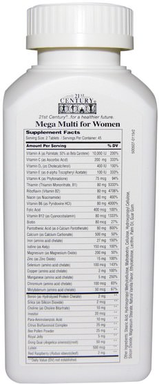 維生素，女性多種維生素，超級多種 - 21st Century, Mega Multi, For Women, Multivitamin & Multimineral, 90 Tablets