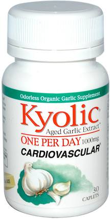 Aged Garlic Extract, One Per Day, Cardiovascular, 1000 mg, 30 Caplets by Wakunaga - Kyolic, 健康 HK 香港