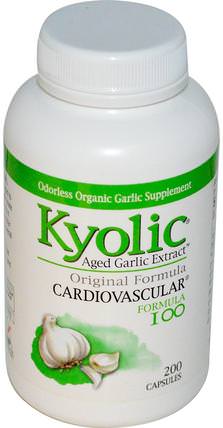 Aged Garlic Extract, Cardiovascular, Formula 100, 200 Capsules by Wakunaga - Kyolic, 補充劑，抗生素，大蒜，健康，心臟心血管健康，心臟支持 HK 香港