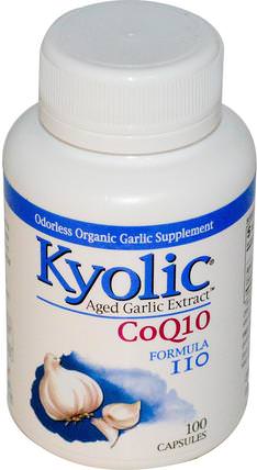 Aged Garlic Extract CoQ10 Formula 110, 100 Capsules by Wakunaga - Kyolic, 補充劑，輔酶q10，coq10，抗生素，大蒜 HK 香港