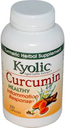 Aged Garlic Extract, Inflamation Response, Curcumin, 100 Capsules by Wakunaga - Kyolic, 補充劑，抗氧化劑，薑黃素，薑黃 HK 香港