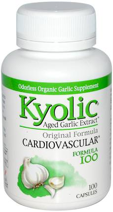 Aged Garlic Extract, Cardiovascular, Formula, 100 Capsules by Wakunaga - Kyolic, 補充劑，抗生素，大蒜，健康，心臟心血管健康，心臟支持 HK 香港