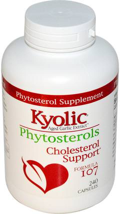 Aged Garlic Extract Phytosterols, Cholesterol Support Formula 107, 240 Capsules by Wakunaga - Kyolic, 補充劑，抗生素，大蒜 HK 香港
