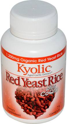 Aged Garlic Extract, Red Yeast Rice, Plus CoQ10, 75 Capsules by Wakunaga - Kyolic, 補充劑，抗生素，大蒜，健康，膽固醇支持，紅曲米+輔酶q10 HK 香港