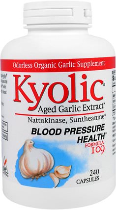 Aged Garlic Extract, Blood Pressure Health, Formula 109, 240 Capsules by Wakunaga - Kyolic, 補品，健康，血壓 HK 香港