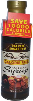 Pancake Syrup, 12 fl oz (355 ml) by Walden Farms, 食物，甜味劑 HK 香港