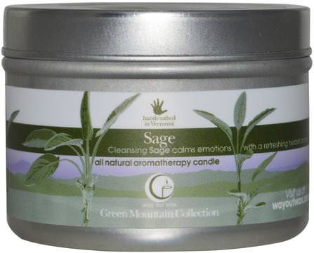 All Natural Aromatherapy Candle, Sage, 3 oz (85 g) by Way Out Wax, 洗澡，美容，蠟燭 HK 香港